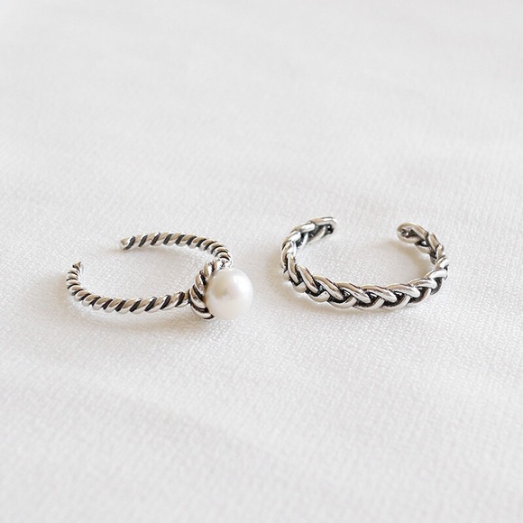 Stacking Vintage Style Sterling Silver Pearl Rings - Picture 4 of 7